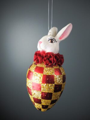 Easter egg rabbit Satin Red with Gold