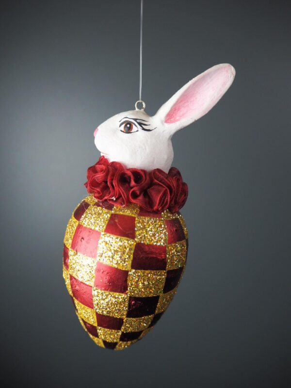 Easter egg rabbit Satin Red with Gold - Image 2