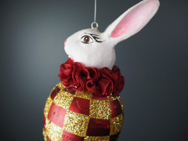 Easter egg rabbit Satin Red with Gold - Image 3