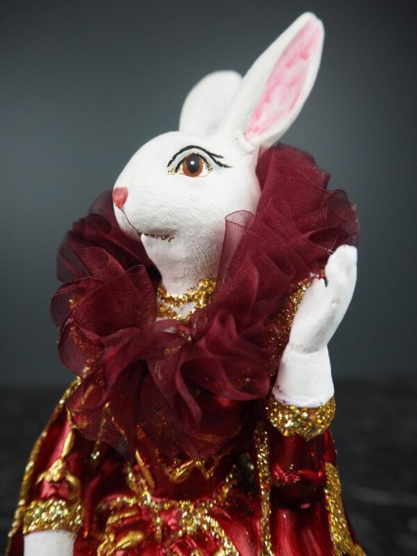 Lady Rabbit with cape Satin Red & gold - Image 2