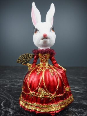 Lady Rabbit with Fan Red & Gold