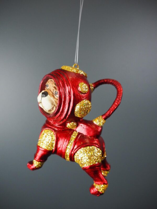 Astronaut Pug Satin Red with gold glits - Image 2