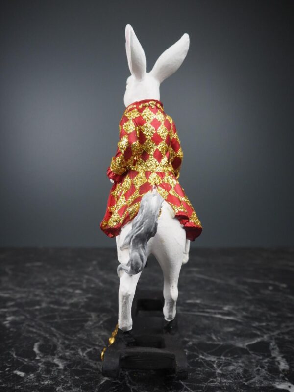 Red Rabbit with gold White rocking horse - Image 3