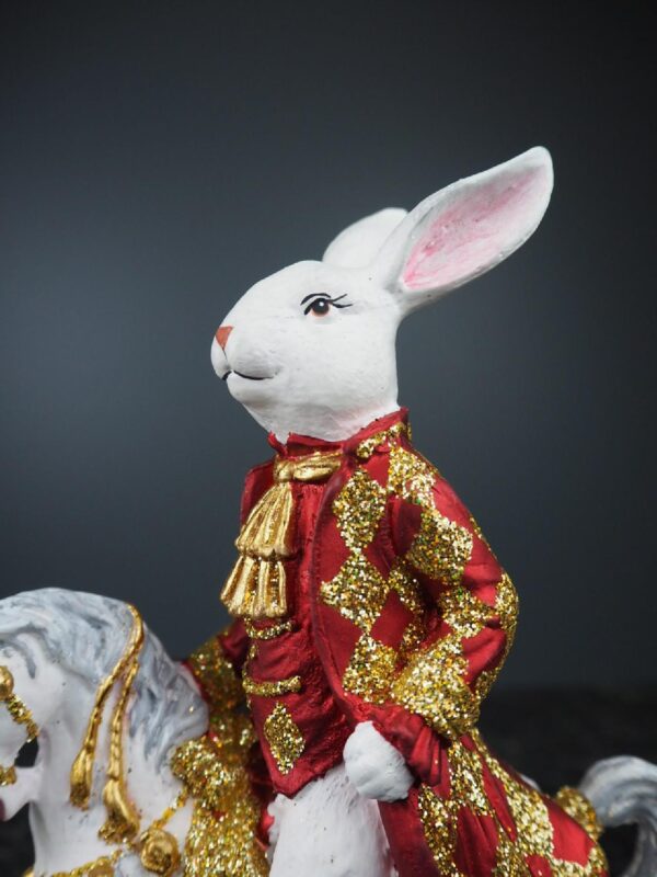 Red Rabbit with gold White rocking horse - Image 4