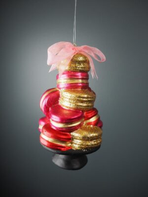 Macarons tower with pink gold
