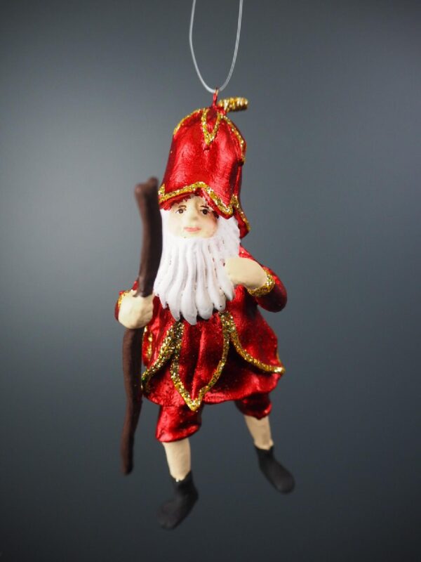 Mr Hermit with cane red & gold glits
