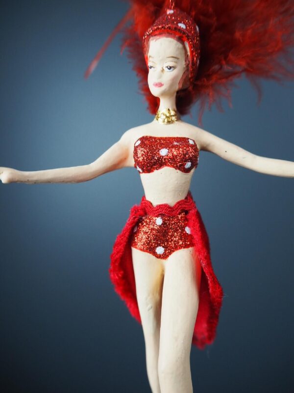 Showgirl in red dress with feathers - Image 2