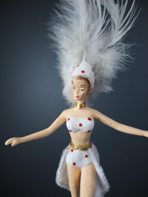 Showgirl in white dress with feathers - Image 2