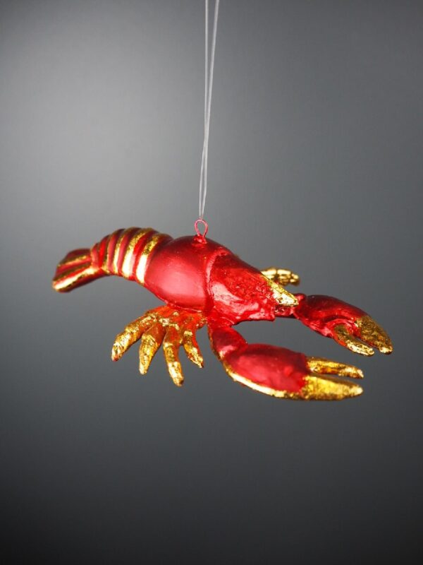 Lobster orn red with gold leaf