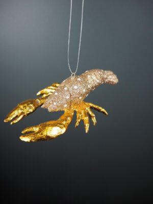 Lobster orn in champagne glits & gold leaf