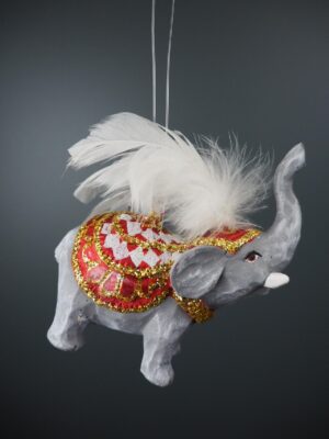 Circus elephant orn with red/white