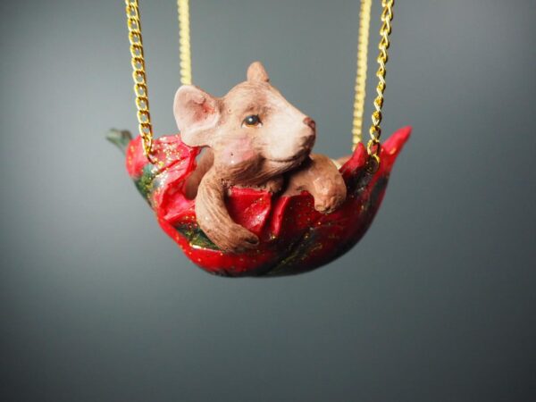 Balloon M white/gold  mouse on leaf - Image 2