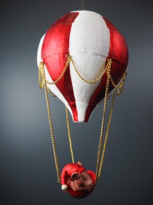 Balloon m  stripe white/red mouse on nut