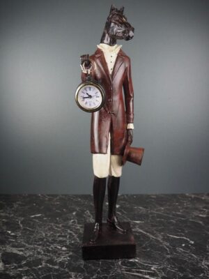 Horse with Clock Figurine