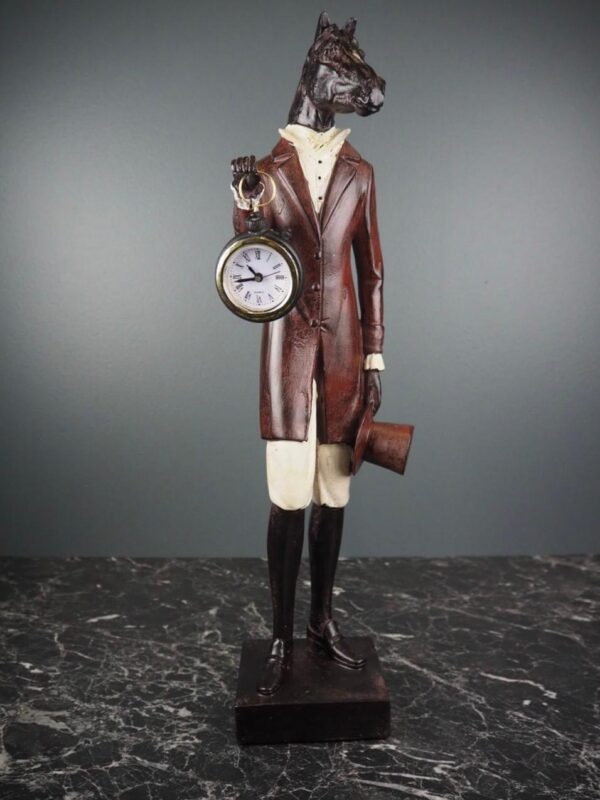 Horse with Clock Figurine