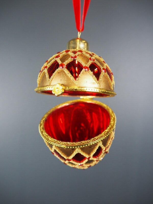 Glass egg box red 8,5 cm - Image 2
