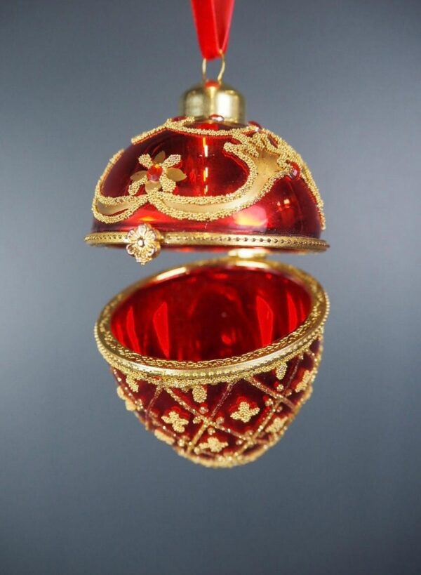 Glass egg box red 8,5 cm - Image 2