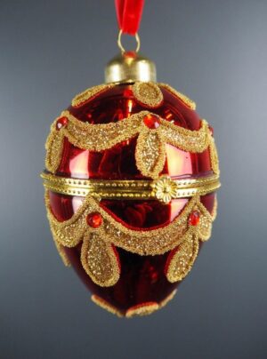 Glass egg box red 8,5 cm
