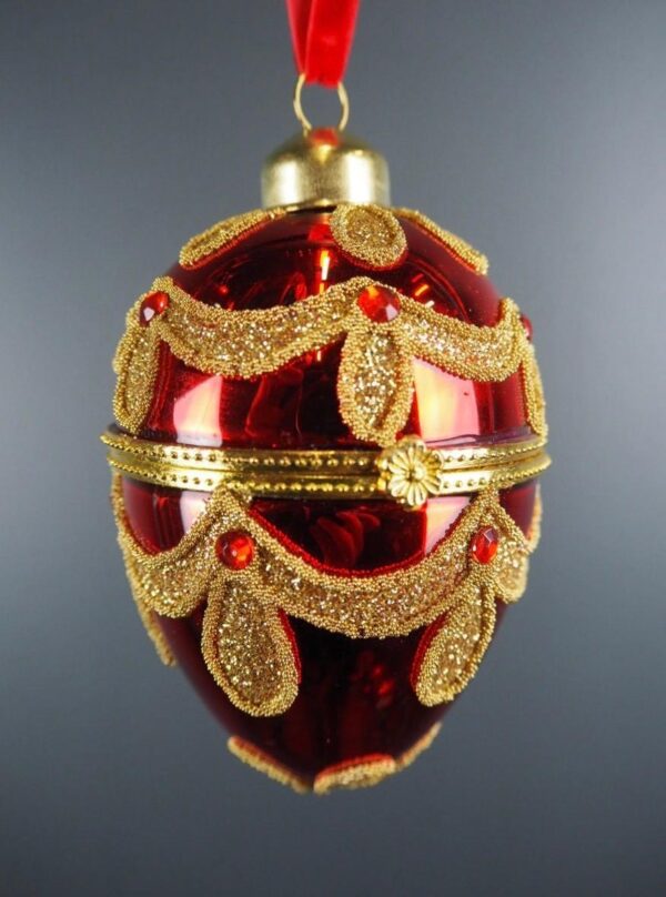 Glass egg box red 8,5 cm