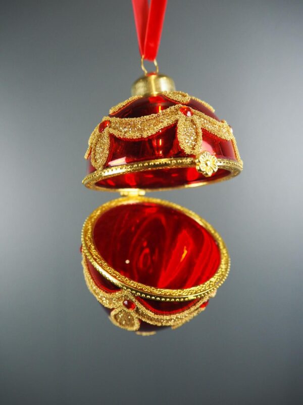 Glass egg box red 8,5 cm - Image 2
