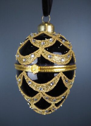 Glass egg box black 8,5 cm