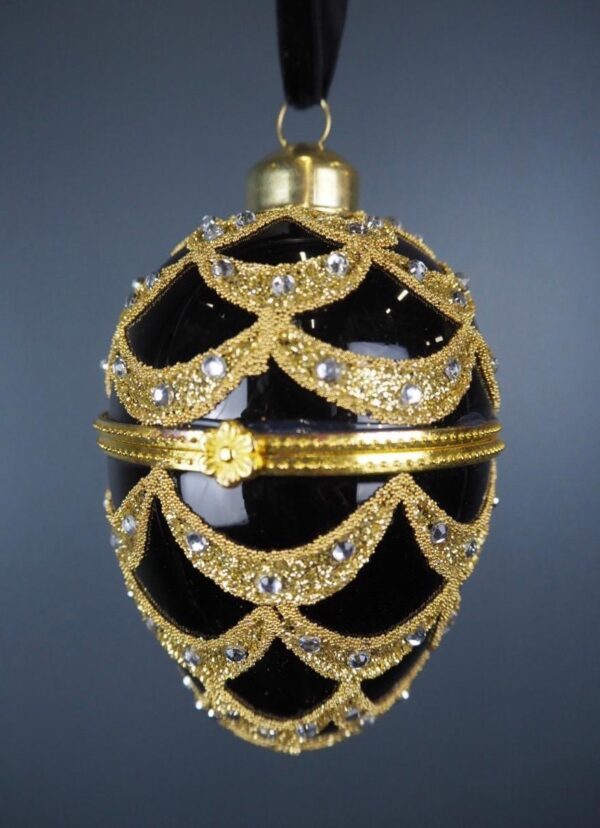Glass egg box black 8,5 cm
