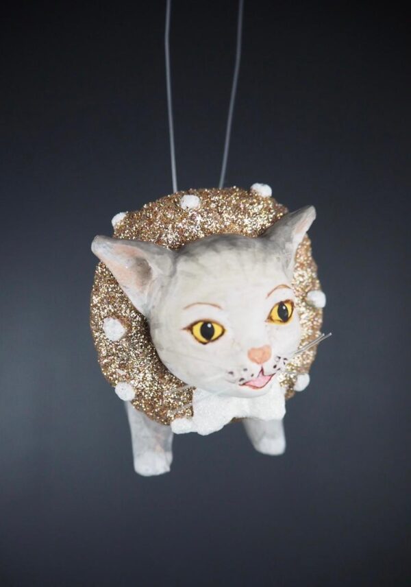 Christmas gray cat w/ champagne