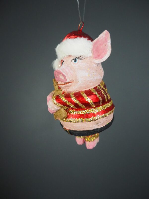 Christmas pig ginger bread red/gold - Image 2