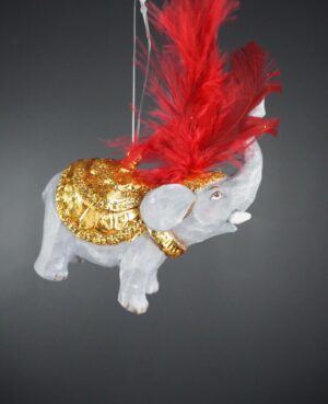 Circus elephant orn with GL saddle & feather on top