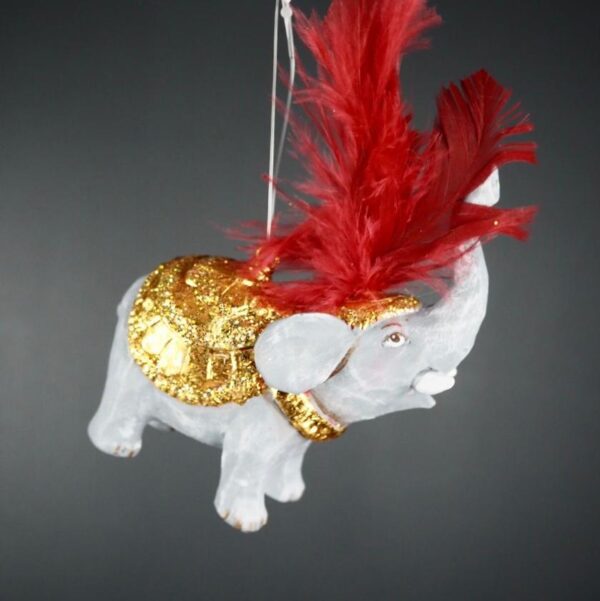 Circus elephant orn with GL saddle & feather on top - Image 2