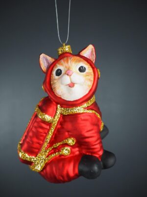 Astrocat in satin red suit with gold glits