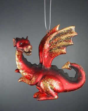 Dragon orn side view satin red