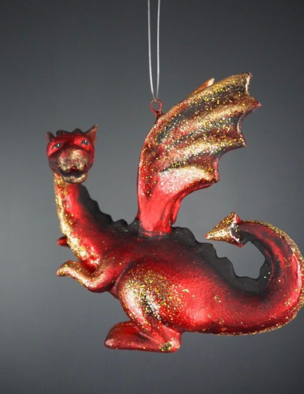 Dragon orn side view satin red - Image 2