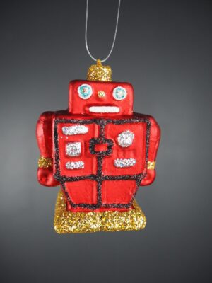 Mini robot orn satin red
