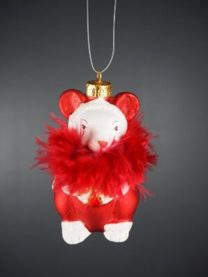 Little mouse candy red  feathers