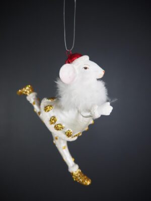 Splitting mouse pearl white glits &  white feather