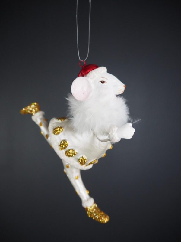 Splitting mouse pearl white glits &  white feather