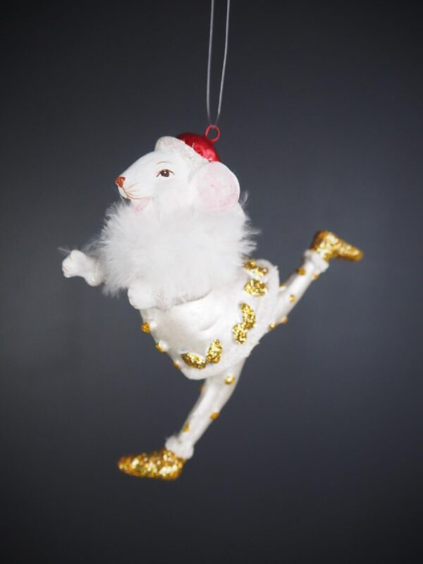 Splitting mouse pearl white glits &  white feather - Image 2