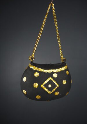 Bag black/gold polka dott/chain