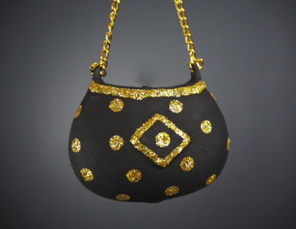 Bag black/gold polka dott/chain - Image 2