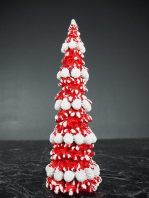 Xmas tree red & white glits t.top
