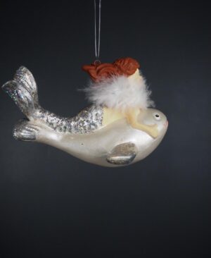 Little mermaid pearlwhite & silver glits w/ white neckpiece