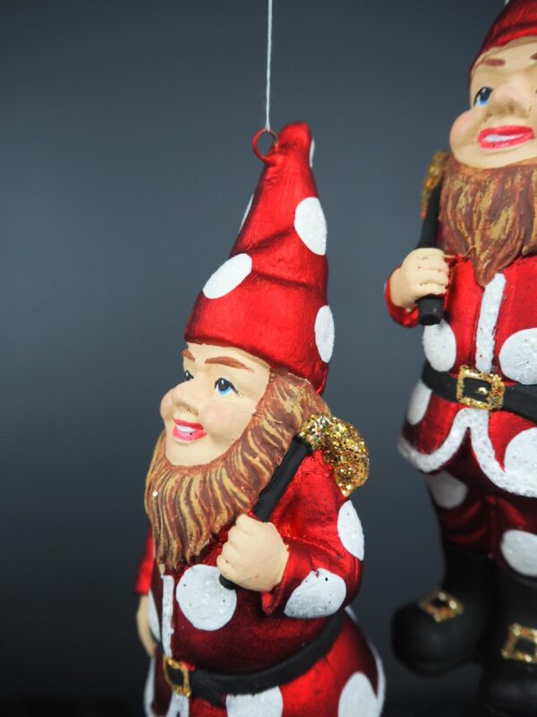 Gnome in satin red with white polka dots glits details a/3 - Image 2