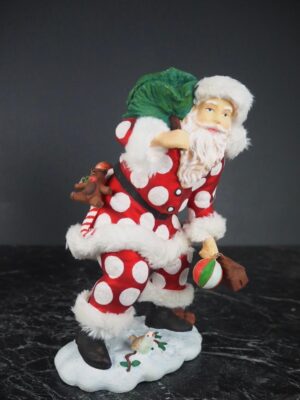 Santa w/tree red & polka w/ fur