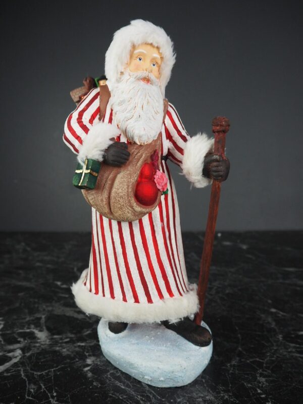 Santa w/giftbag red striped w/ fur