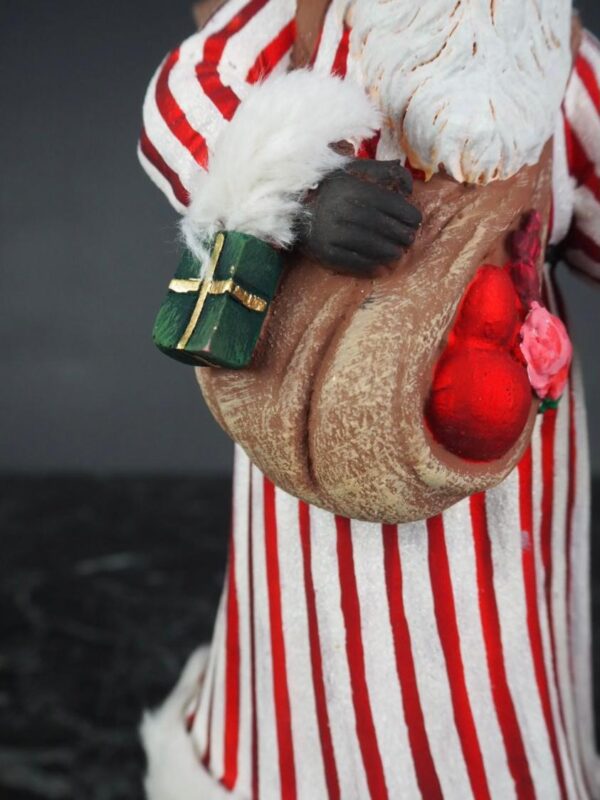 Santa w/giftbag red striped w/ fur - Image 3