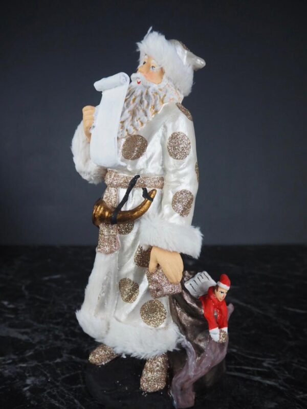 Santa w/list pearl white polka w/fur - Image 2