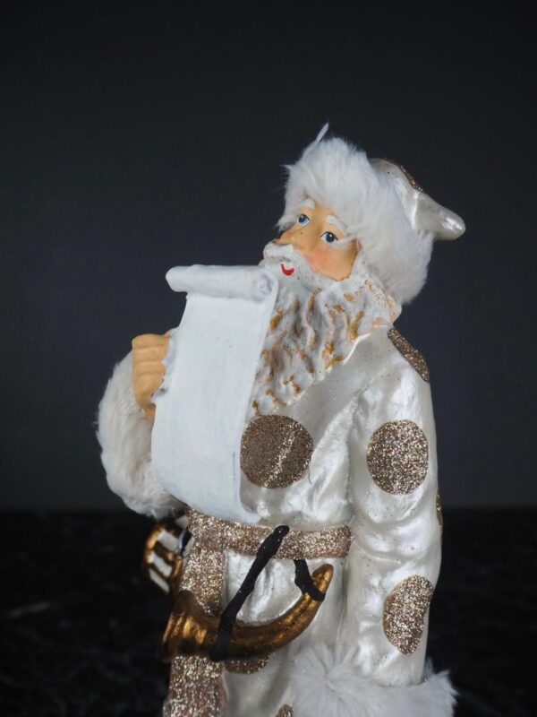Santa w/list pearl white polka w/fur - Image 3