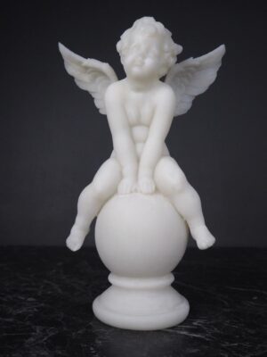 Marble White Cupid on Ball