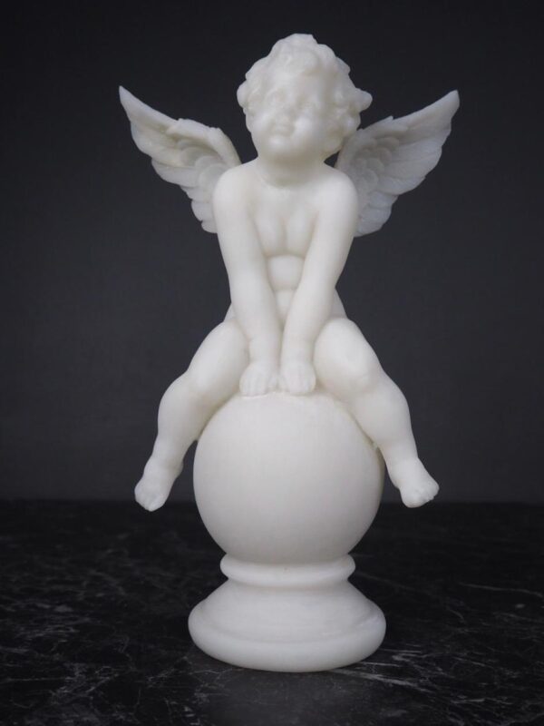 Marble White Cupid on Ball